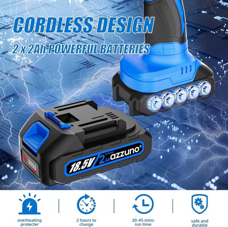 AZZUNO Cordless Car Buffer Polisher, 2x2Ah 21V Batteries 6'' Car buffer Waxer Kit, 8 Variable Speed 5500RPM Orbital Polisher, 5 Kinds Pads Polisher for Car Detailing, Boat Sanding, Scratch Removing - Image 2